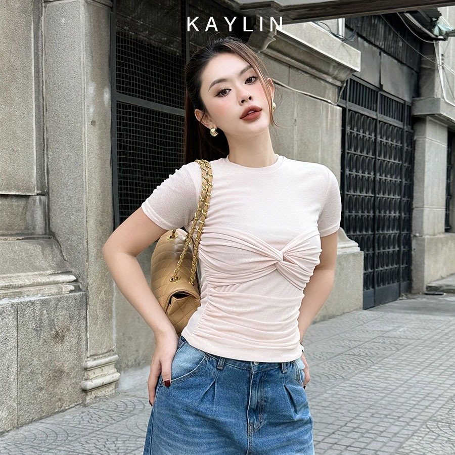 Áo thun kiểu nhúng ngực eo hỡ lưng chất vải cotton co giản thoáng mát phong cách KAYLIN - N2165
