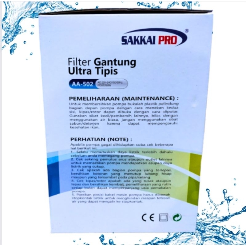 Pompa filter gantung aquarium SAKKAI PRO AA 502
