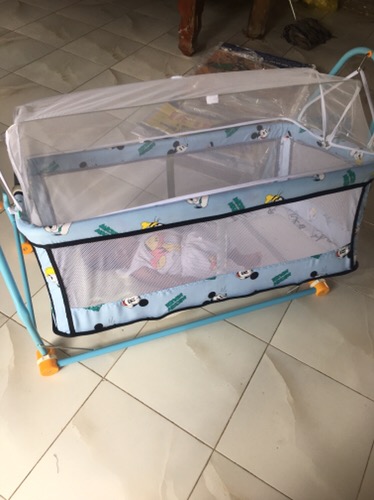 Nôi Điện Võng Xếp 2 Trong 1(Tặng Kèm Võng + Màn Chống Muỗi Cho Bé)