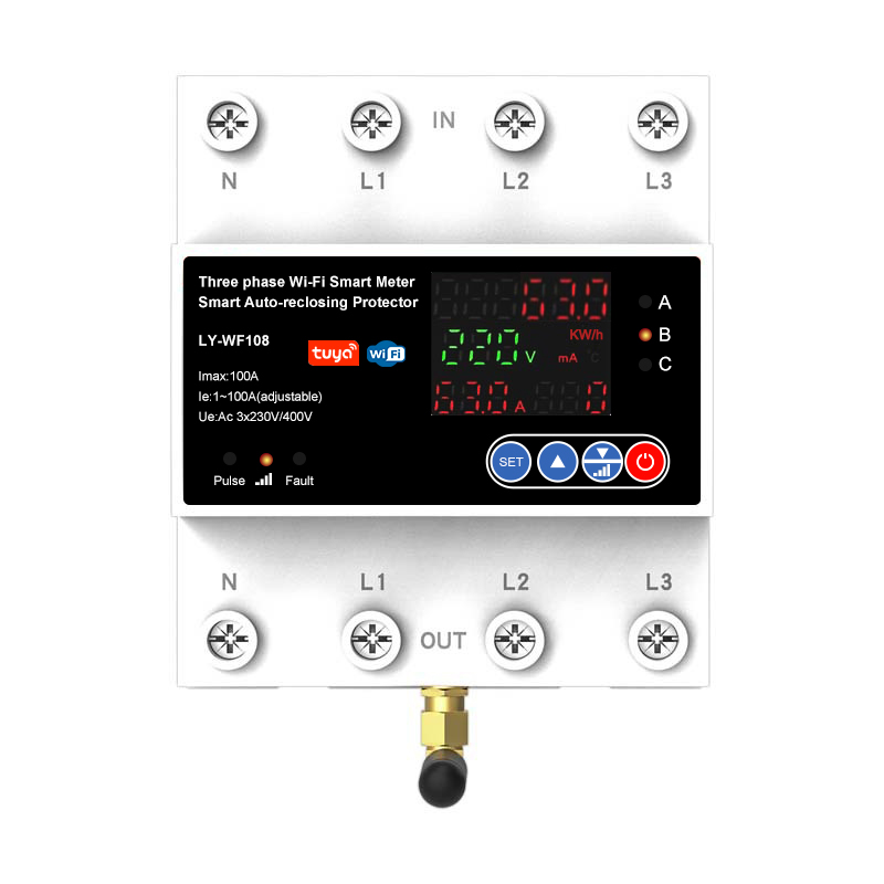 4P 100A Tuya Three Phase Art Life Auto-Reclosing Over Under Voltage Protector Art Meter Timer Switch Circuit Breaker