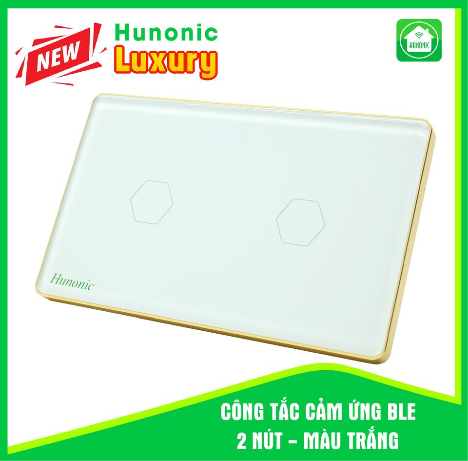 Công Tắc HUNONIC LUXURY - 02 Nút (02 Màu Trắng/Đen)