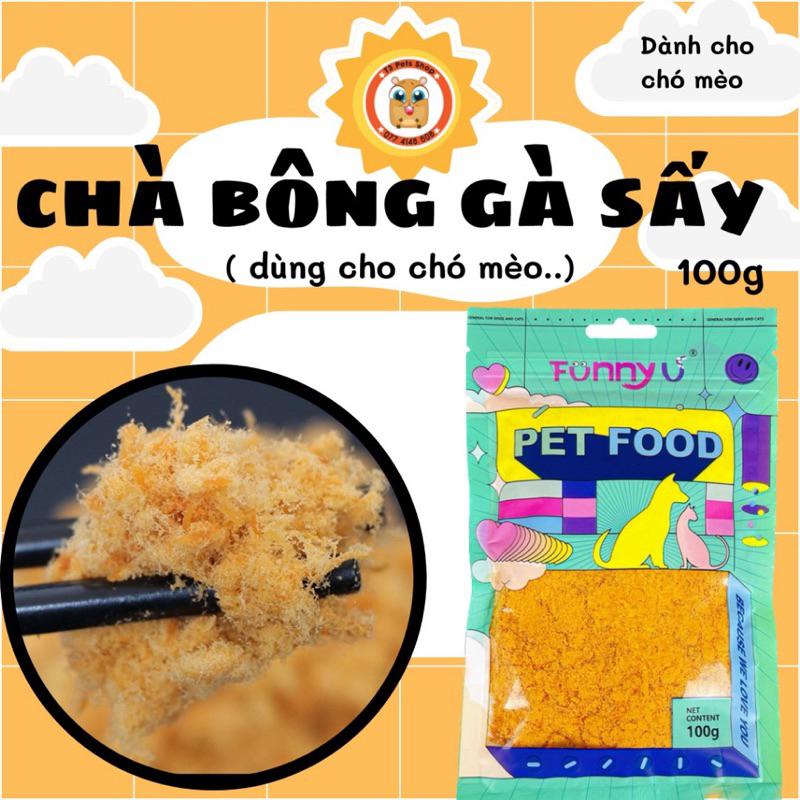 Chà bông gà cho chó mèo Captain 500g (dùng để trộn cơm và hạt)