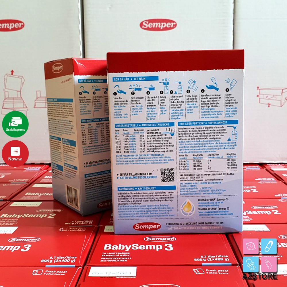 Sữa bột Semper Thụy Điển 800g từ số 1-4