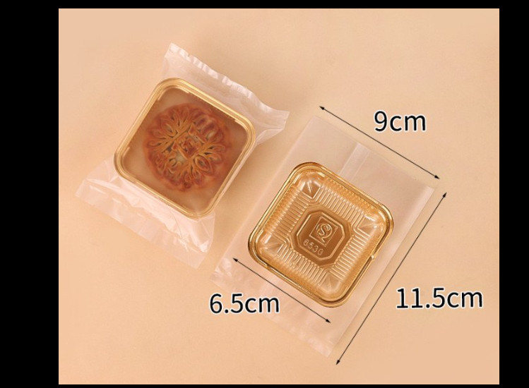 Combo 50 túi hàn miệng, 50 khay vàng đựng bánh trung thu 50g, 75g, 100g