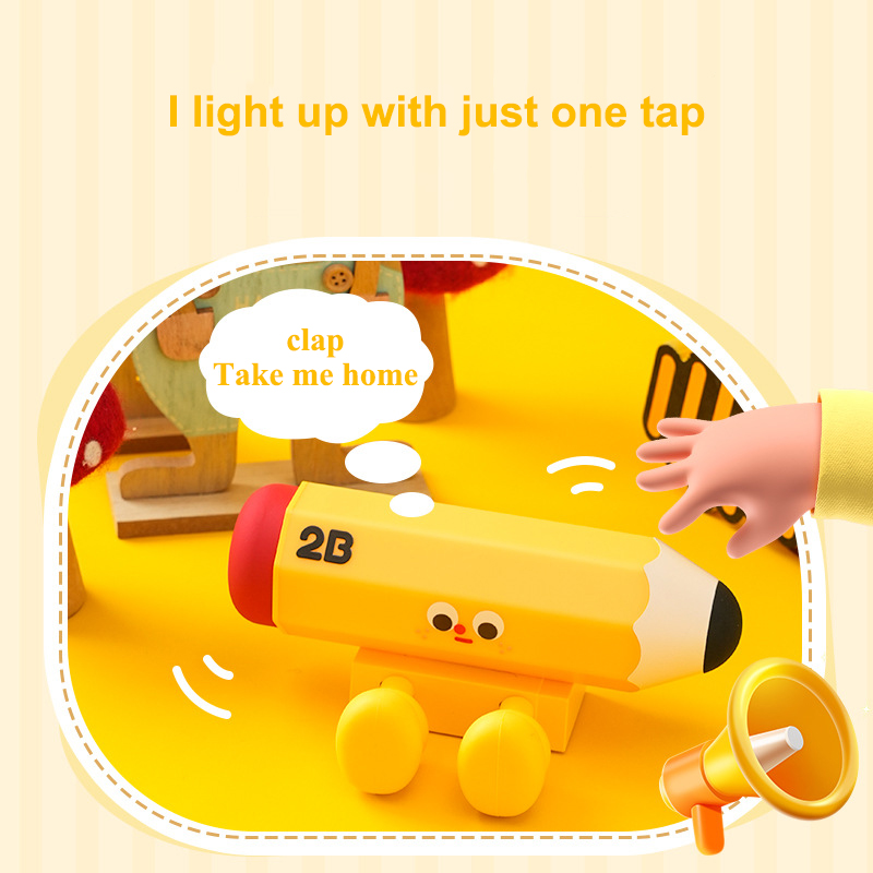Pencil Night Light Children's LED Silicone Bedside Table Lamp USB Rechargeable Soft Light Eye Protection Paipap Dimming Lamp cute
