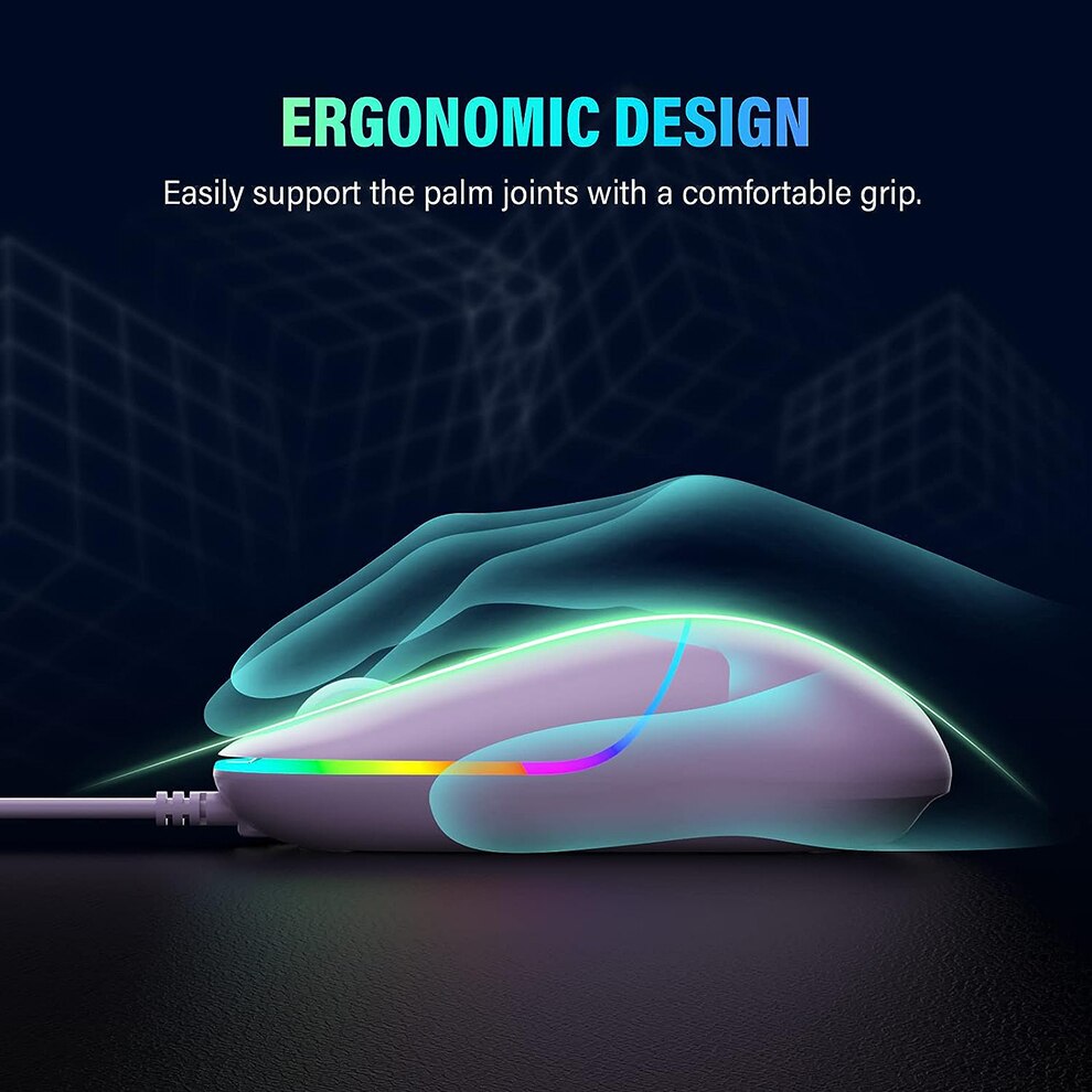 Jomaa chuột có dây chuột máy tính USB Backlit siêu im lặng chuột có dây với 6400 dpi, Ergonomic Led dây chuột cho PC, máy tính xách tay, máy tính để bàn