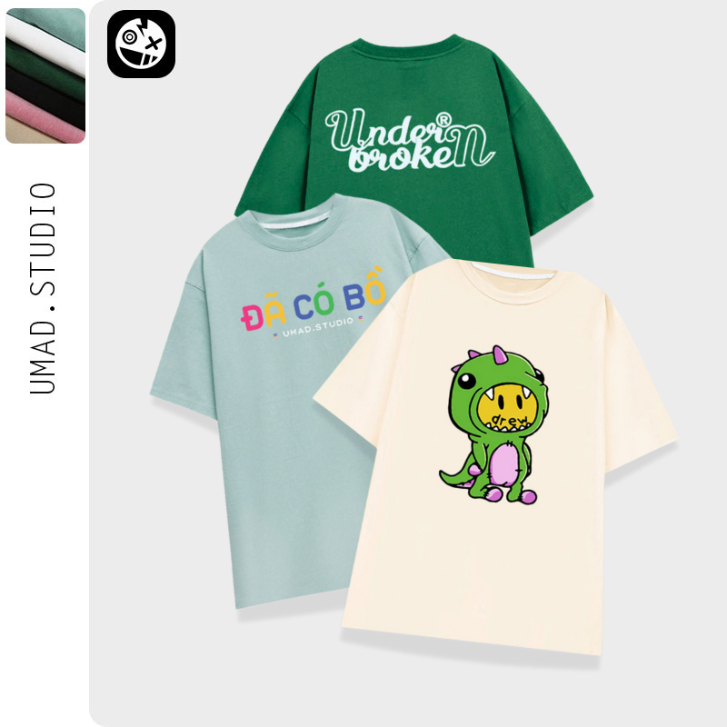 Áo thun tay lỡ UMAD unisex nam nữ oversize mẫu in đẹp form rộng giấu quần vải cotton co giãn 4 chiều style Hàn Quốc