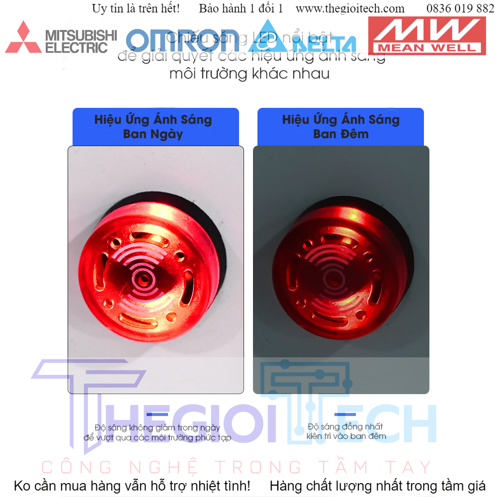 Đèn Báo Còi Phi 22mm AD16-22SM Đèn LED Có Còi 220V