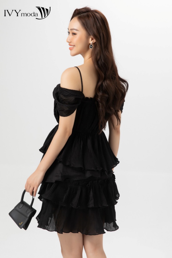 [ Nhập mã LAZSOCIAL10 - Giảm 20% tối đa 99K đơn 199K ] Đầm xòe xếp ly tay hến (không kèm đai) IVY moda MS 48B8691