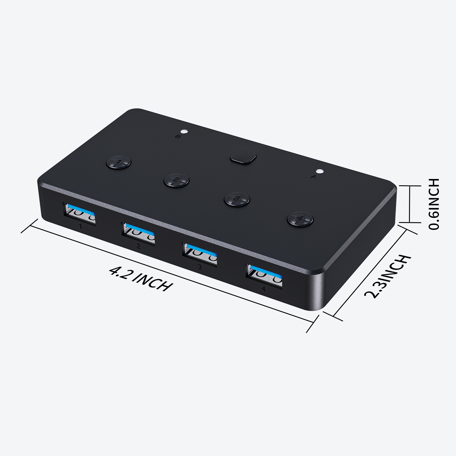 ACASIS USB 3.0 Sharing Switch, 2 Computers 4-Port USB Peripheral Switcher Adapter Box Selector for PC, Printer, Scanner, Mouse, Keyboard with One-Button Swapping 2 IN 4 Out KVM Switch