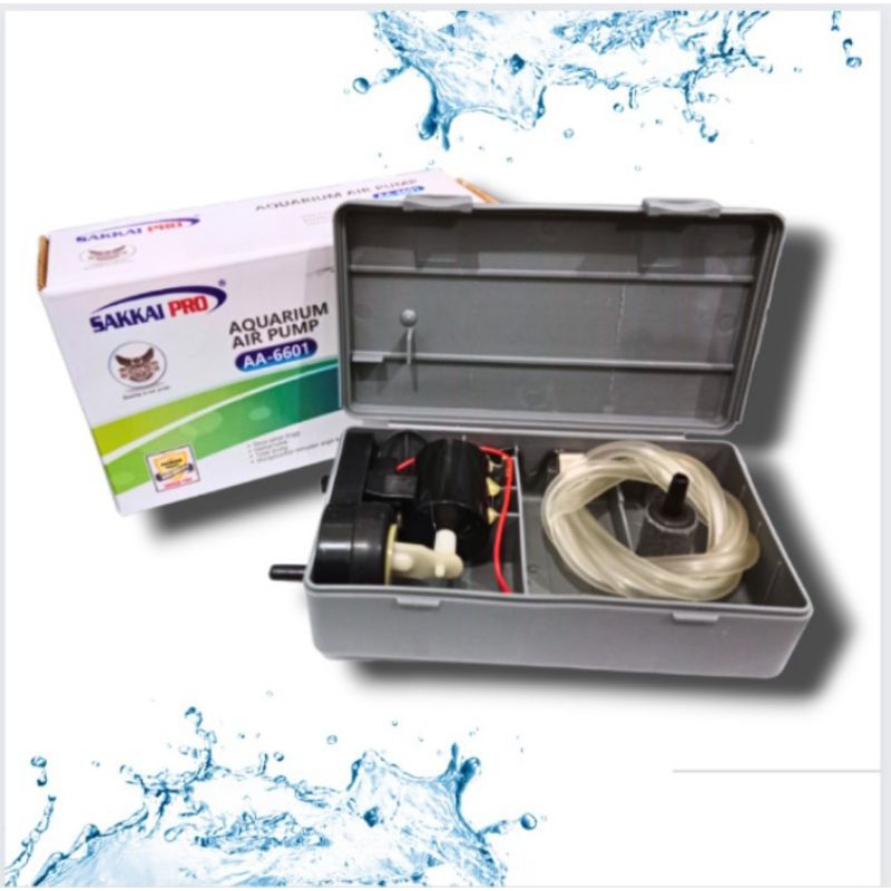 Aerator Airpump Baterai Aquarium Aquascape 1 Lubang SAKKAI PRO AA 6601