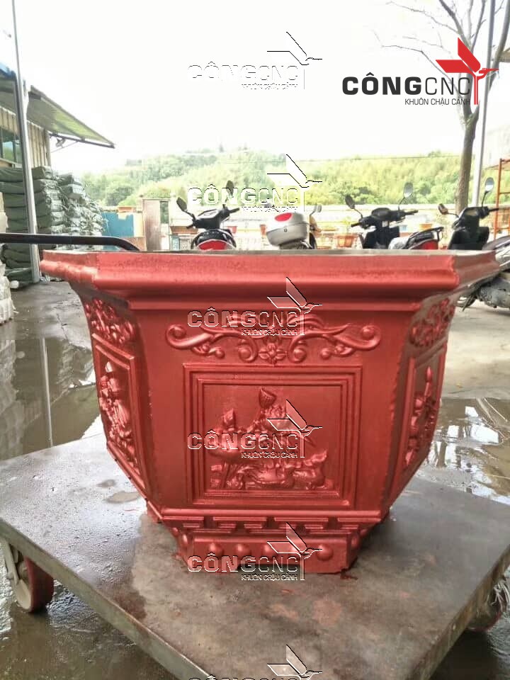 Khuôn Đúc Chậu ABS, Khuôn Chậu Lục Giác 60 (Sen- Phúc Lộc Thọ- Cá Chép- Tài Lộc, Thuyền Buồm)