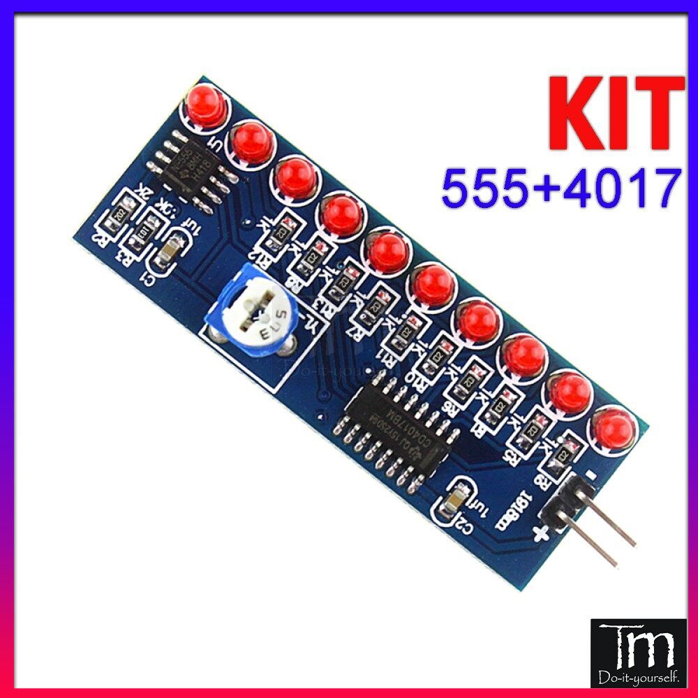 Kit tự ráp ne555 + cd4017 nháy 10 led