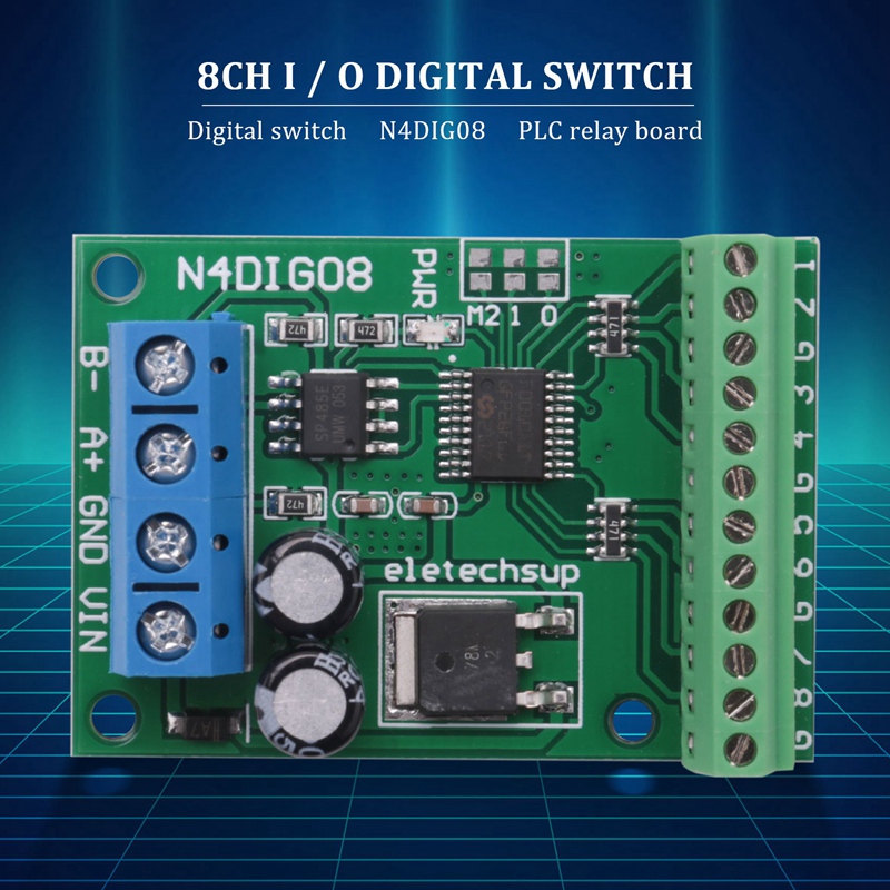 8Ch Input/Output Digital Switch TTL LvTTL CMOS RS485 IO Control Module Modbus Rtu Board for PLC Relay