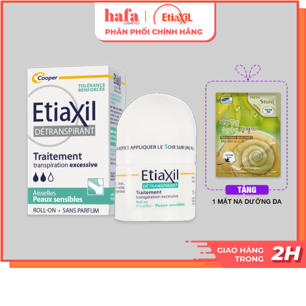 Lăn khử mùi Etiaxil Màu xanh dành cho da nhạy cảm 15ml + Tặng 1 Mặt Nạ Dưỡng da