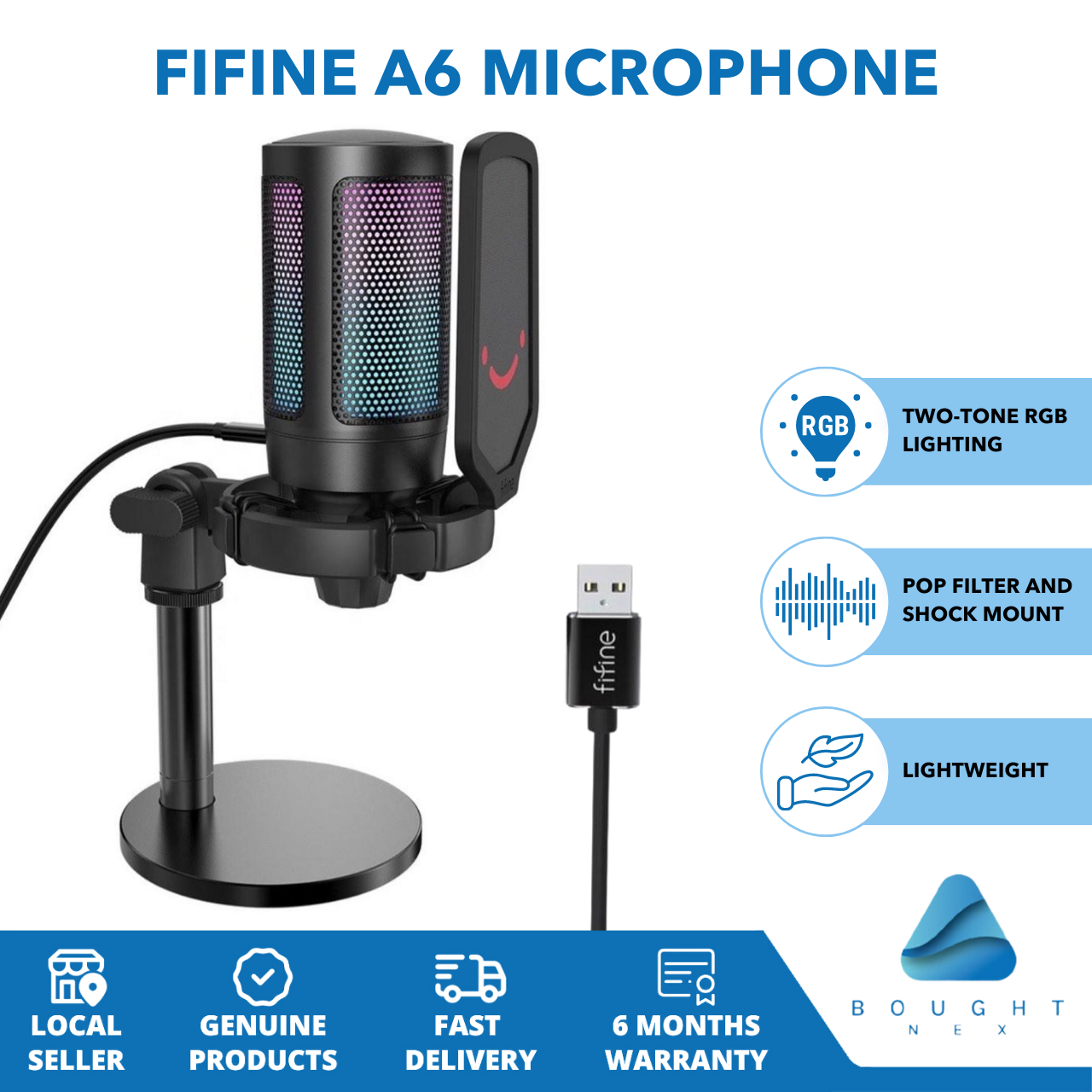 FIFINE AmpliGame Gaming USB Condenser Microphone with Quick Mute, RGB  Indicator, Tripod Stand, Pop Filter, Shock Mount, Gain Control for  Streaming