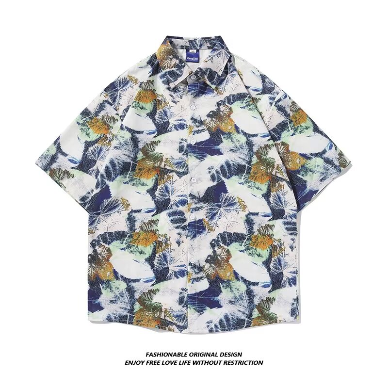 LIVE GREAT Hawaiian couple shirts Floral men's short sleeves Songkran loose jacket