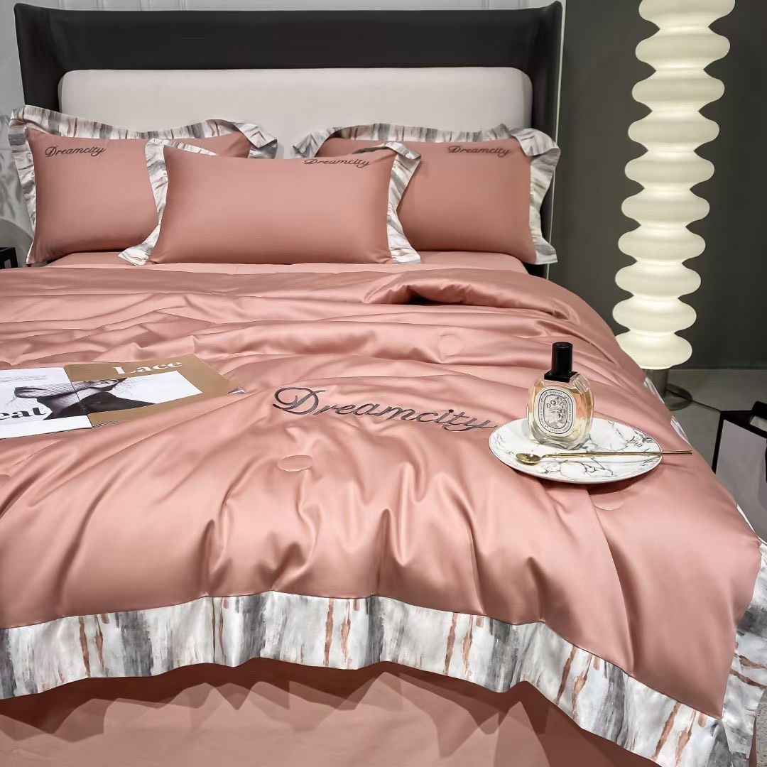Bộ chăn ga gối phi lụa chăn hè dreamcity