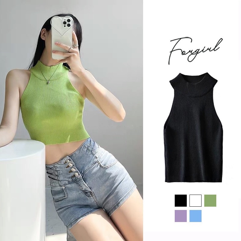 [FREESHIP + VOUCHER] Áo ba lỗ crotop cổ yếm Forgirl
