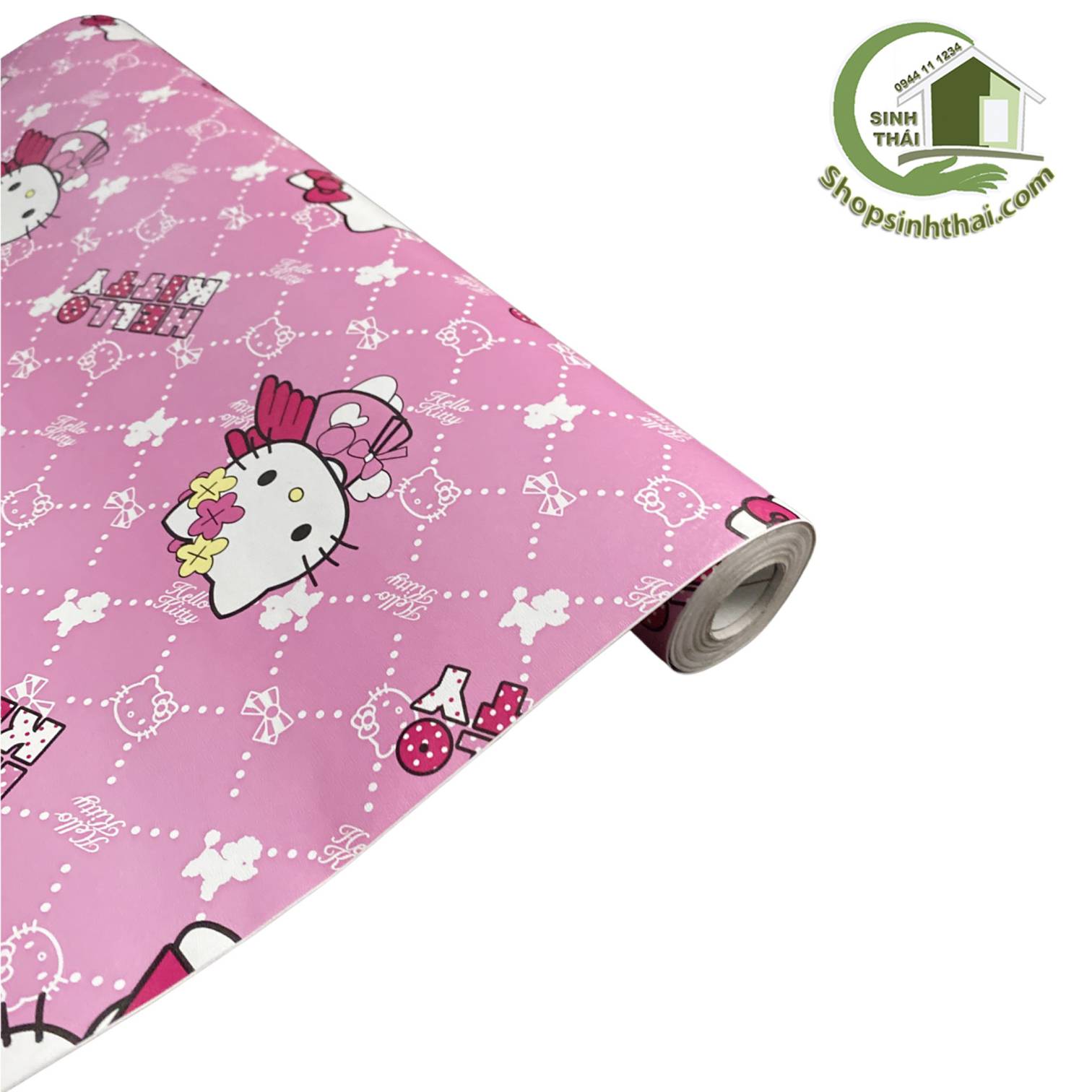 Cuộn giấy decal dán tường hello kitty màu hồng [ cuộn 10 mét x khổ 45cm ]