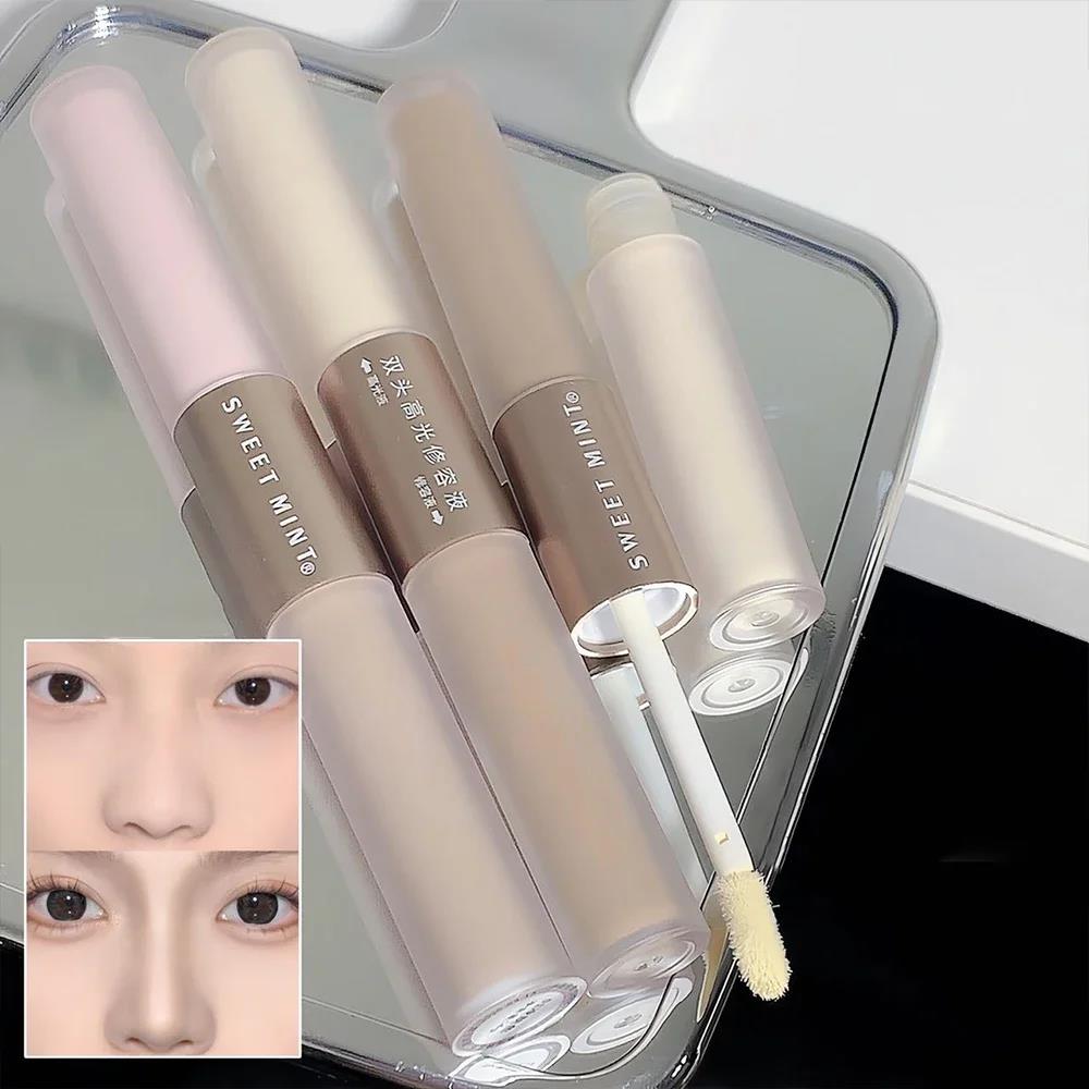 Matte Contouring Bronzer Stick 2 in 1 Highlighter Grey Brown Nose Shadow Cream Double-ended Brighten Highlighter Makeup Cosmetic. 