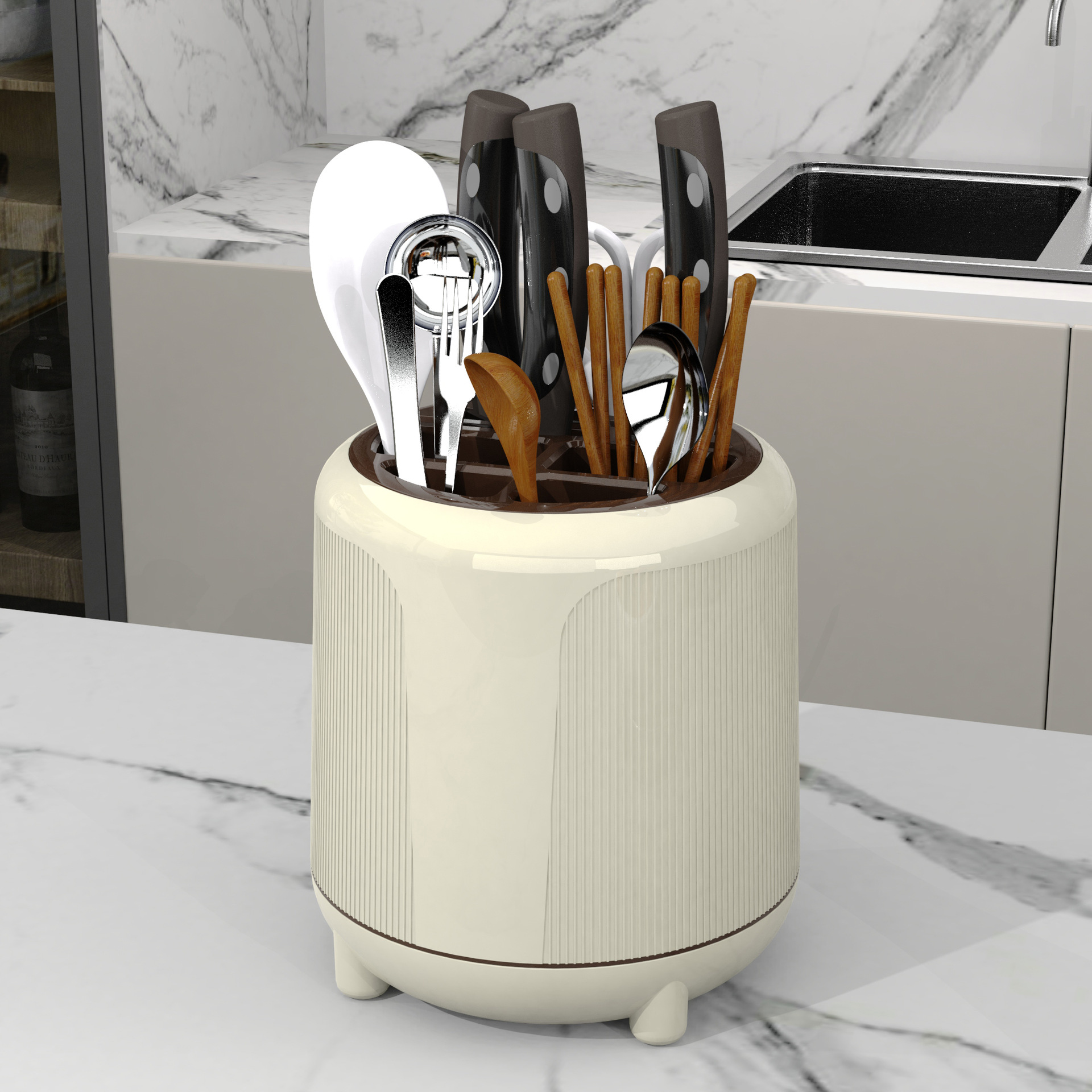 KS Rotatable tool holder kitchen rack chopsticks storage container chopsticks storage box knife storage rack table multifunctional