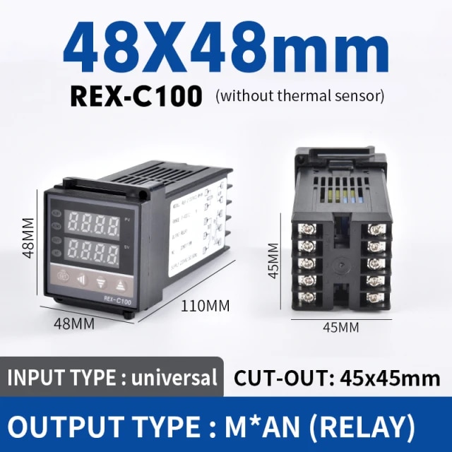48*48mm Mutil-Input Economical Temperature Controller Input Relay Output Rex C100 With Ssr Output