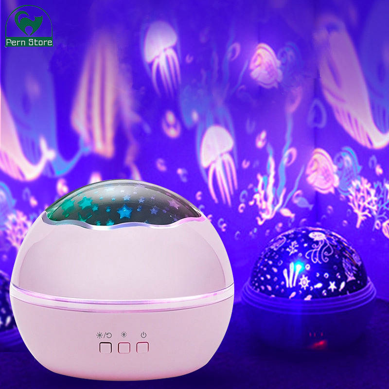 Night light Romantic rotating star projection light USB baby sleeping light bedroom ball light