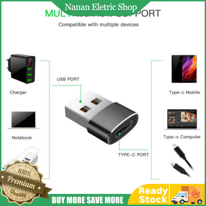 USB-C Male Type C to USB Adapter 2.0 A Female Data Converter Connector Adapter
