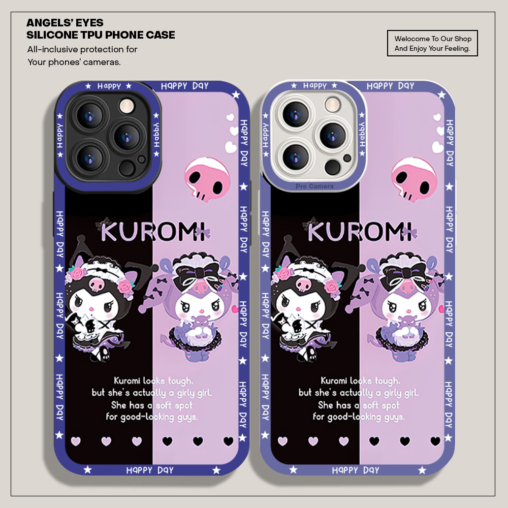 Hontinga Casing Case For Samsung Galaxy Note 8 Note 9 Case Cute Kuromi Square Soft Silicone Full Cover Camera Protection Shockproof Rubber Cases Back Cover Phone Casing Softcase For Boys Girls