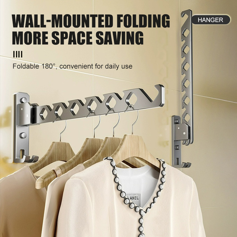 Clothes Drying Rack, Multi-Purpose Foldable Clothes Hanging Rack, for Balcony/Bedroom/Wardrobe/Bathroom, Space Saving, Easy Installation
