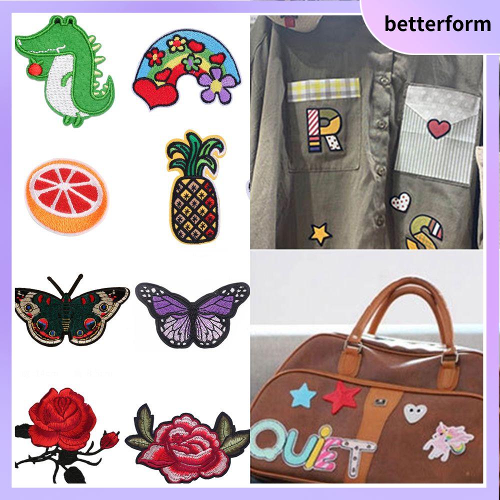 BETTERFORM Individuality Butterfly Flowers DIY Embroidery Patches Clothes  Stickers Appliques Clothing Badges