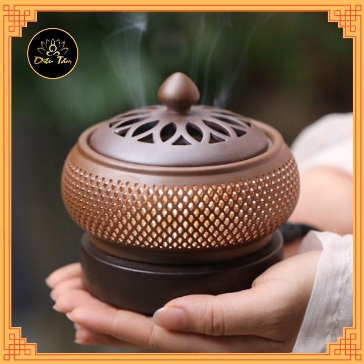 Lư điện Lò đốt-lư xông trầm bằng điện gốm chịu nhiệt cao cấp có đèn cao cấp, có hẹn giờ