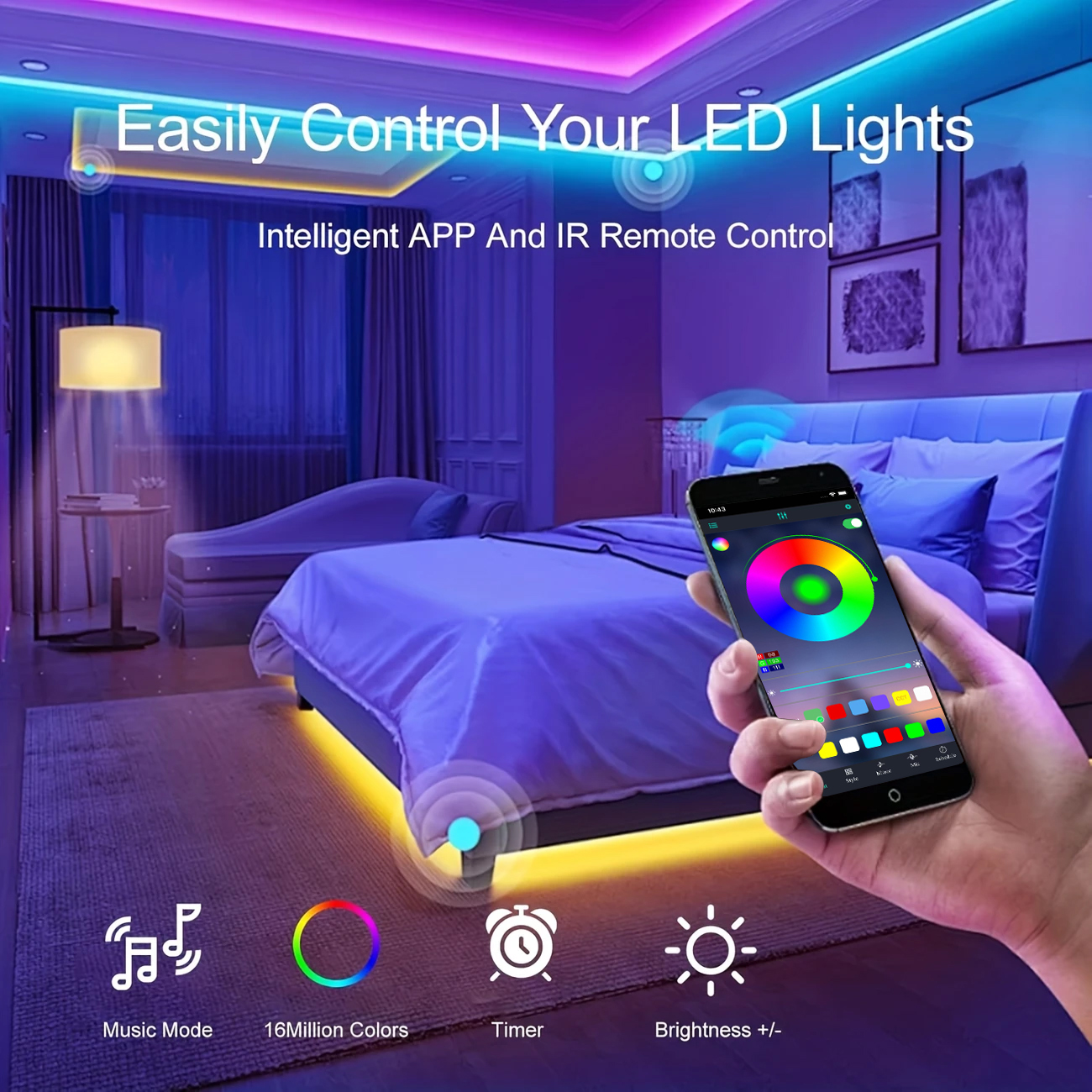 40M/131Ft LED Strip Lights APP Control Color Changing RGB Led Flexible ...
