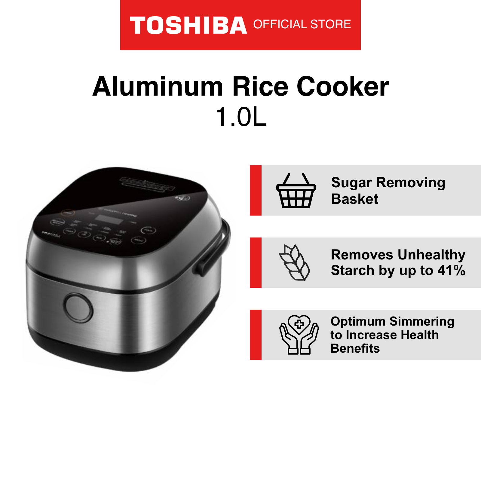 Toshiba RC10IRPS Black Aluminum 3mm 7layer Inner Pot Low GI Rice