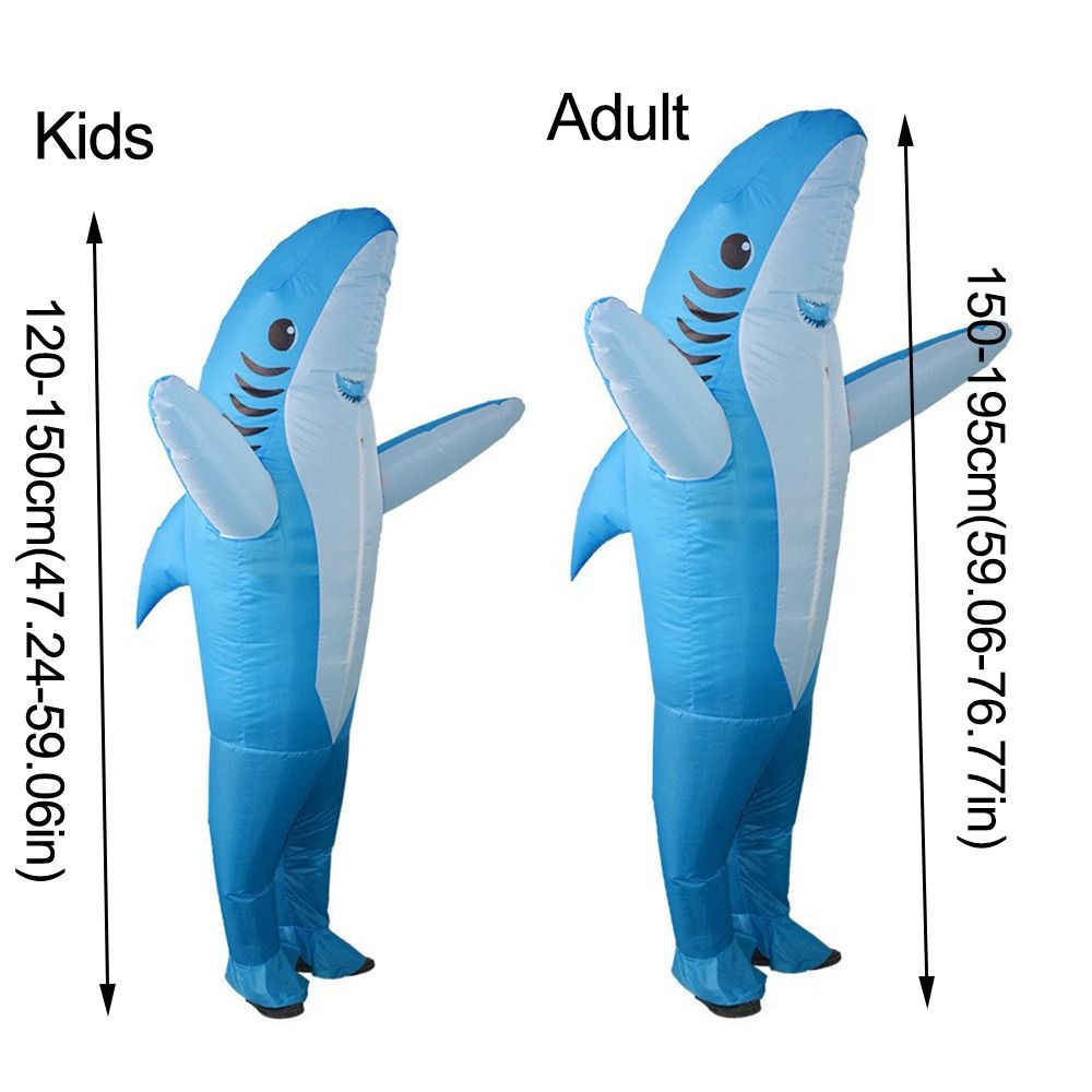 Funny Cute Shark Inflatable Suit Battery Box Full Body Jumpsuit Blow Up ...