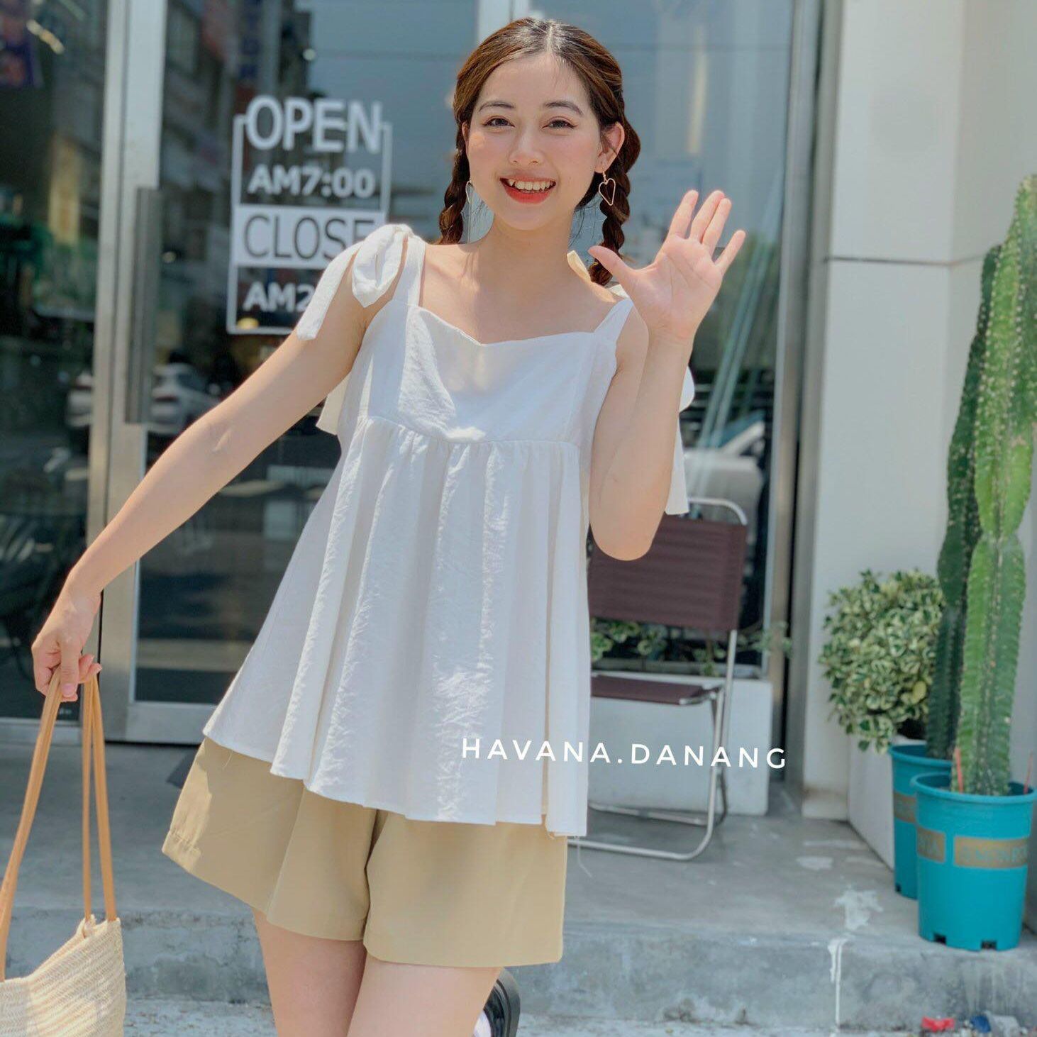 Set áo babydoll cột dây kèm quần short freesize