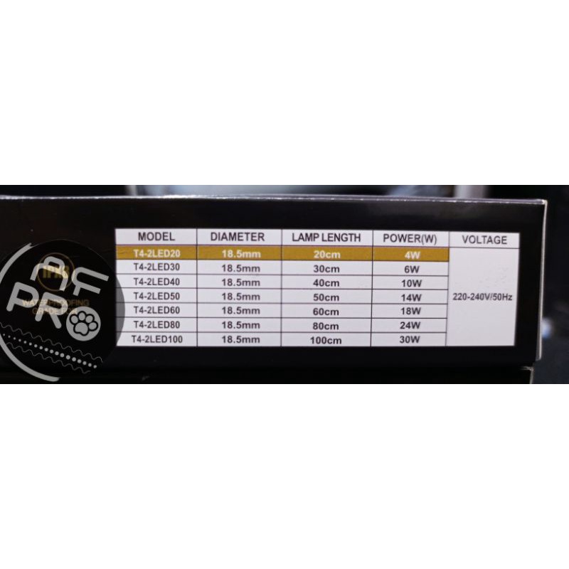 Lampu LED celup Aquarium SAKKAI PRO T4 2LED 20
