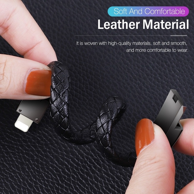 Portable Leather Wristband Bracelet Data Cable Fast Charging Micro USB Type C Charging Cable