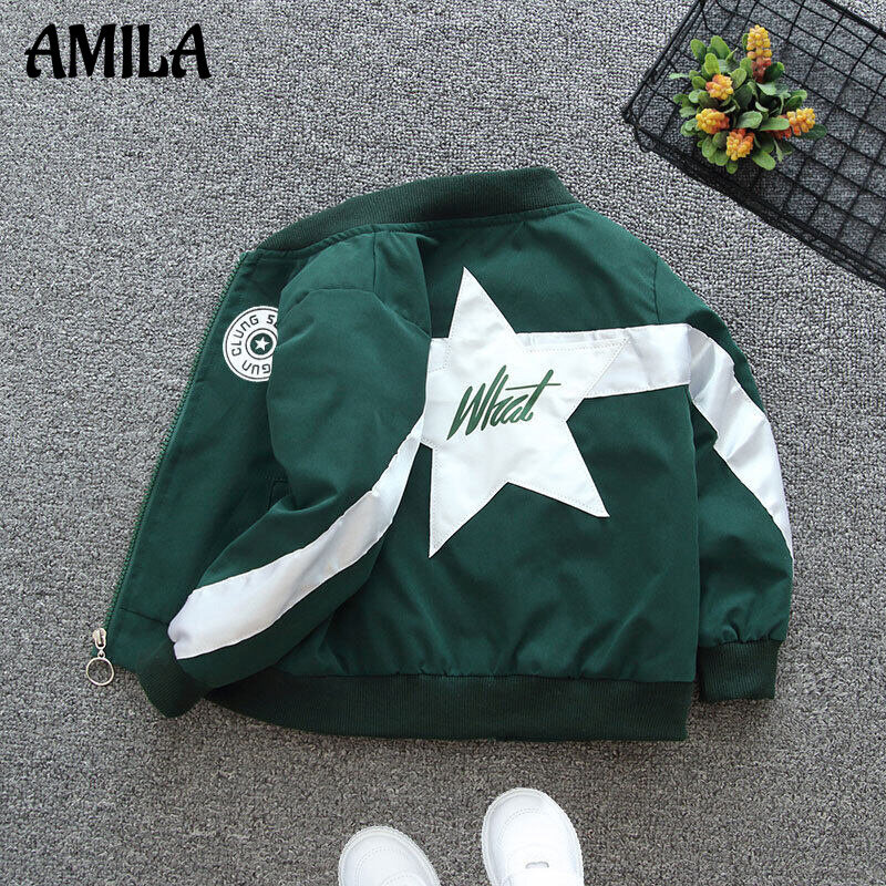 AMILA Jackets & Coats New boys' middle-aged children's jackets, cool baseball uniforms, casual cardigans