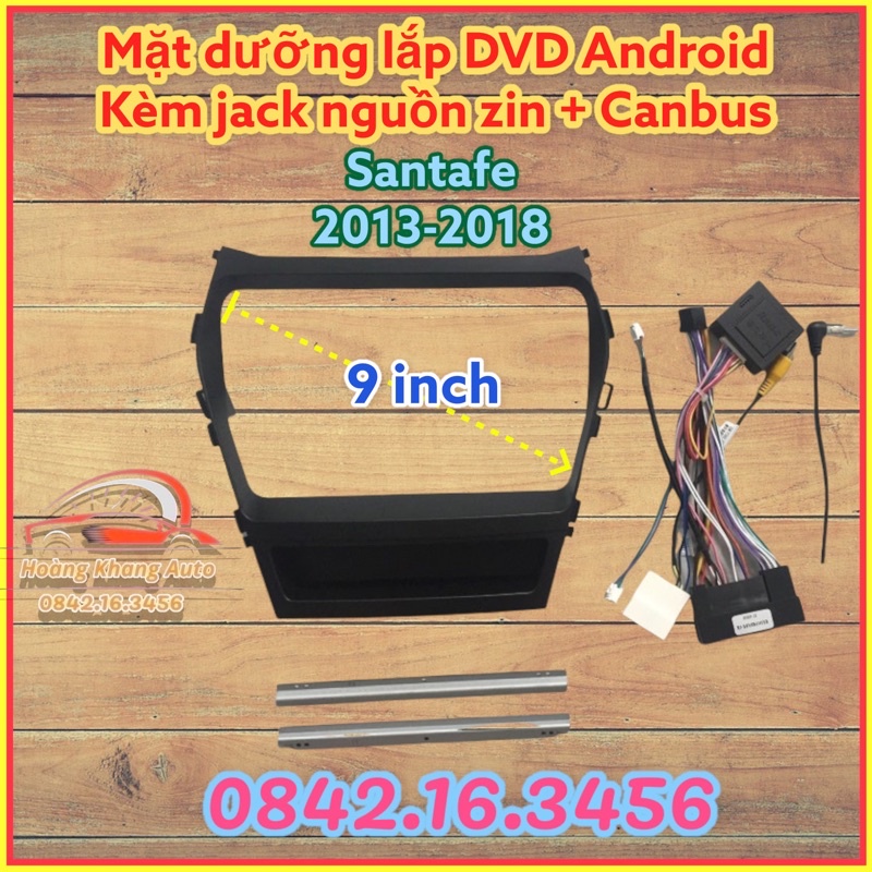 Mặt dưỡng santafe 2013 - 2018, 9 inch canbus có jack nguồn zin theo xe -