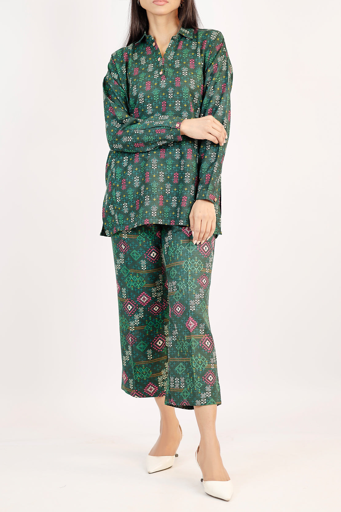 Saya - Printed Khaddar Stitched 2Piece (Shirt/Trouser). 
