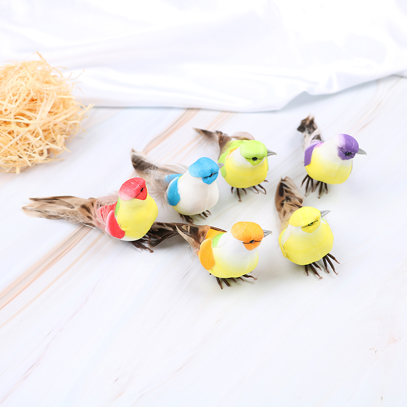 1Pc artificial feather birds nest decorative mini swallows home garden ornaments
