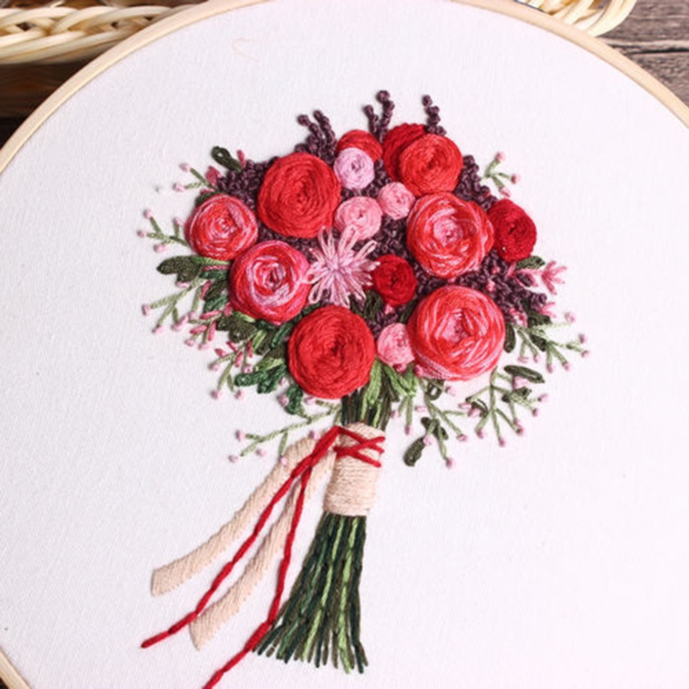 Beginner's Embroidery Starter Kit with Flower Design High Quality Materials