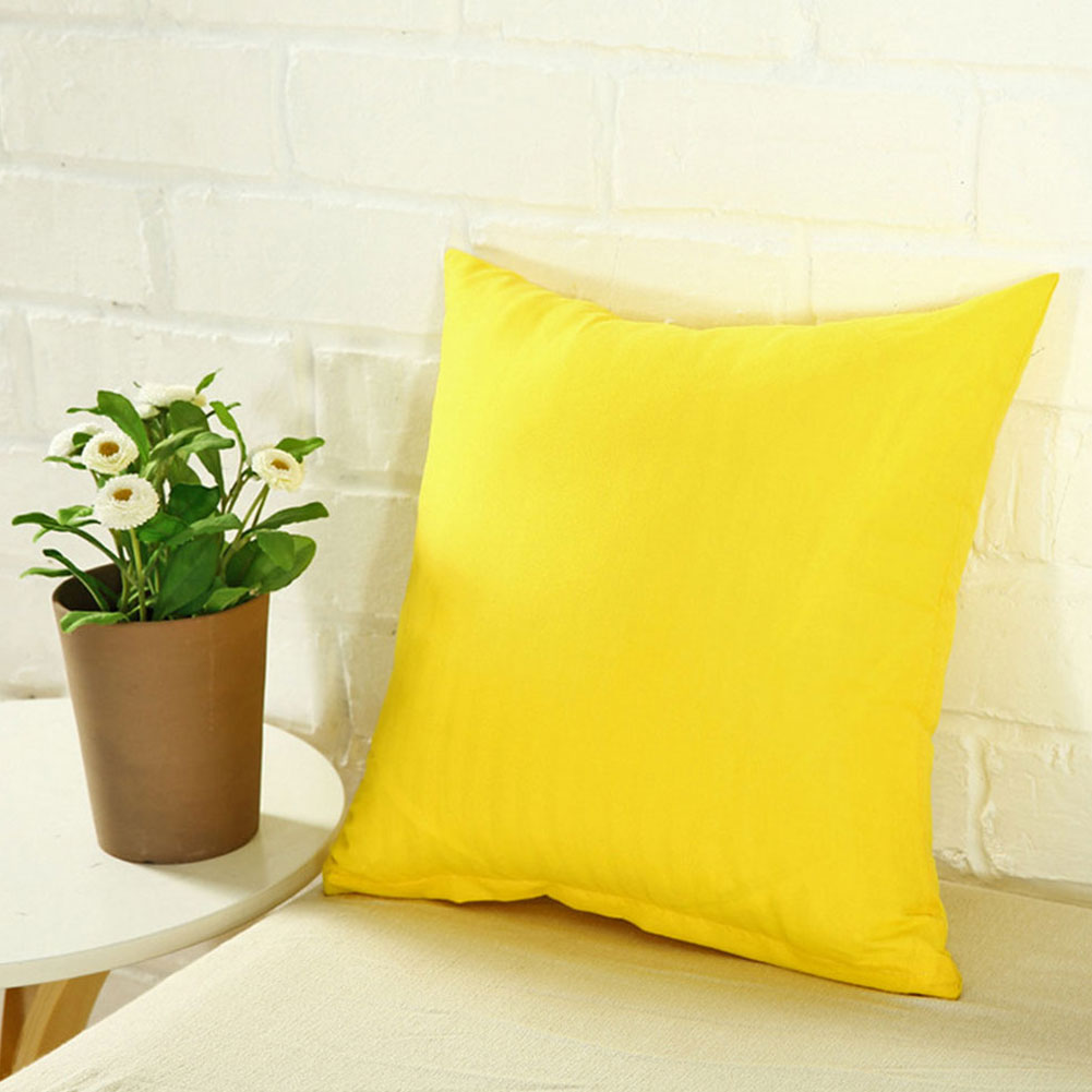 Plain Solid Color Throw Pillow Case Home Sofa Linen Cotton Square Cushion Cover