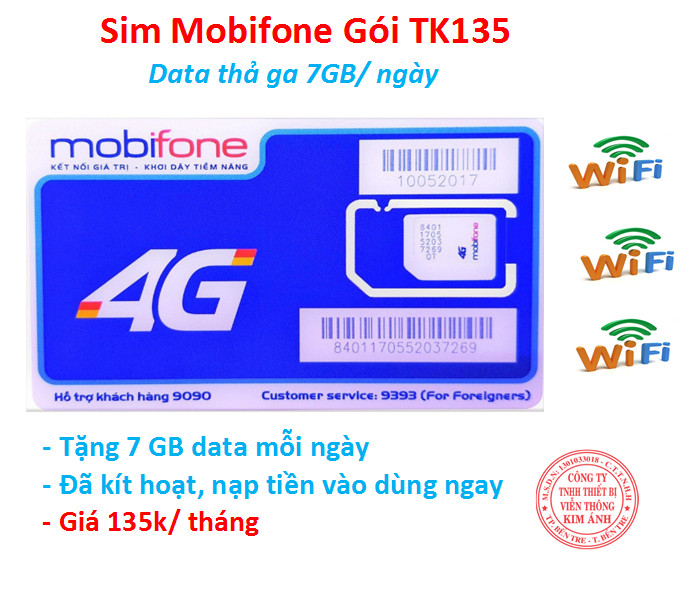 Sim mobifone 4g dùng mãi gói tk135, miễn phí 7 gb data mỗi ngày chỉ 135k, hàng chính hãngfreeship - chưa kích hoạt