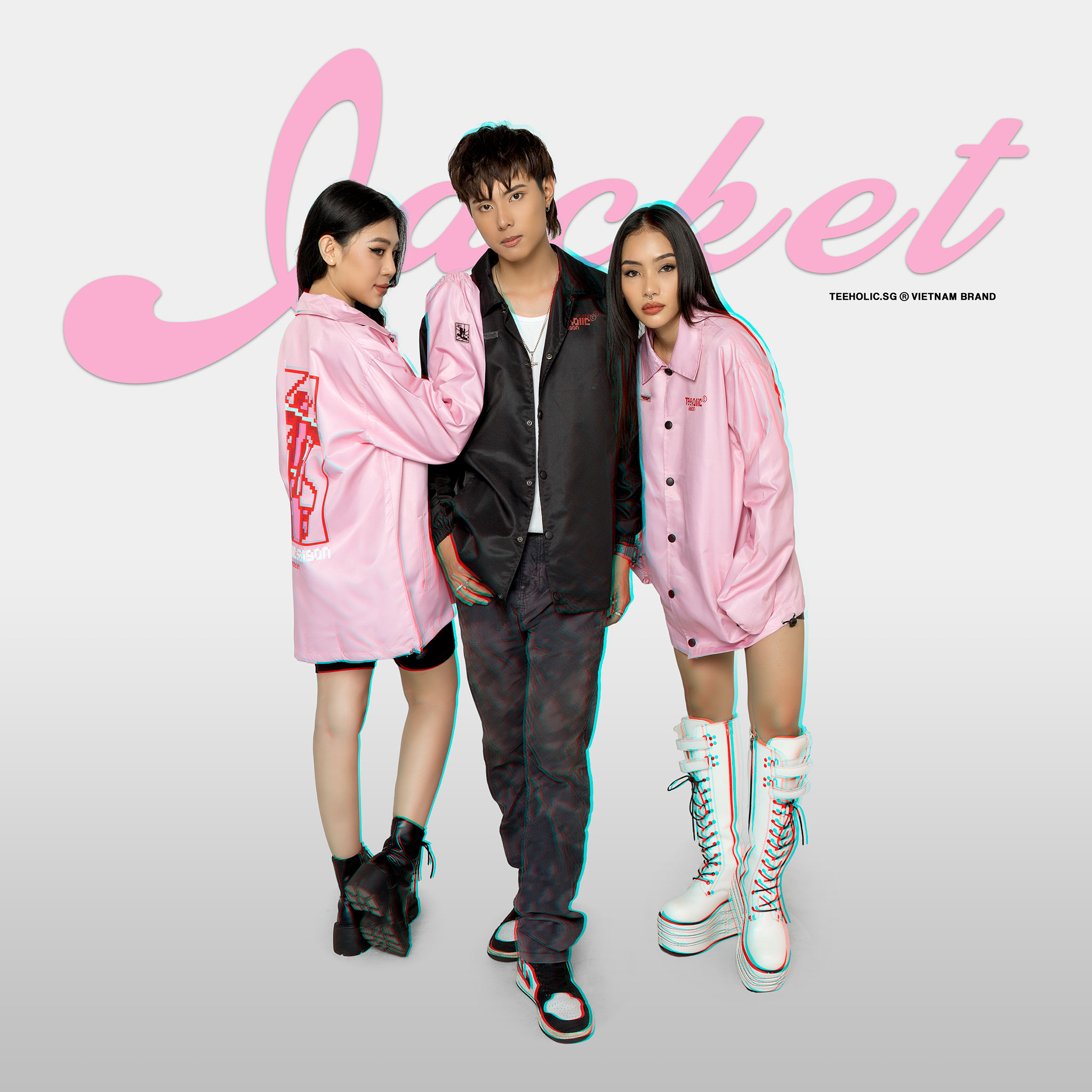 Áo Khoác Jacket TeeHolic Pixel Màu Hồng