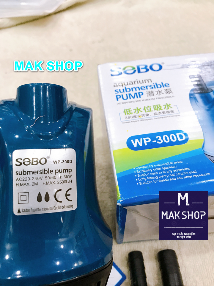 Máy Bơm Chìm Hồ Cá Sobo WP 300D 35w, Hút Đáy Hồ Koi
