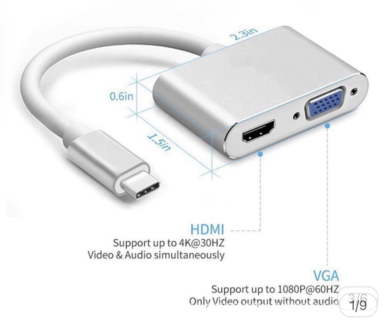 [HCM]Bộ Chuyển đổi USB Type C sang HDMI và VGA