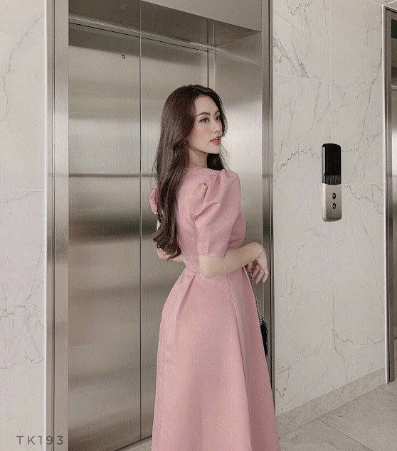 [HCM]ĐẦM CỔ V ĐẮP CHÉO TAY PHỒNG CÁCH ĐIỆU